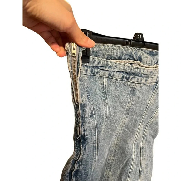 Zara DENIM BANDEAU DRESS  Size Large - Picture 5 of 10